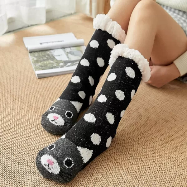 Zando Womens Warm Fuzzy Slipper Socks Fluffy Sherpa Fleece Socks Cozy Non Slip Plush Fleece Socks with Grippers