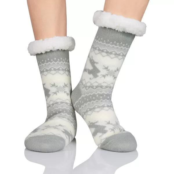 Zando Womens Warm Fuzzy Slipper Socks Fluffy Sherpa Fleece Socks Cozy Non Slip Plush Fleece Socks with Grippers)