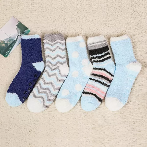 Zando Womens Warm Fuzzy Slipper Socks Fluffy Sherpa Fleece Socks Cozy Non Slip Plush Fleece Socks with Grippers