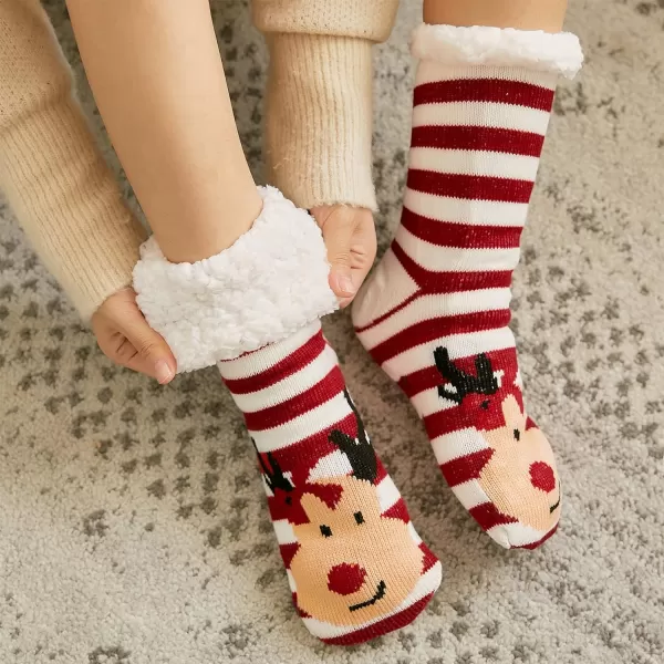 Zando Womens Warm Fuzzy Slipper Socks Fluffy Sherpa Fleece Socks Cozy Non Slip Plush Fleece Socks with Grippers