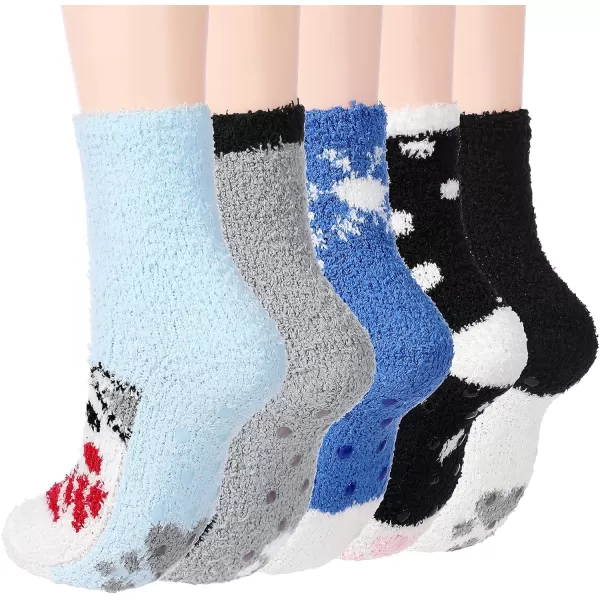 Zando Womens Warm Fuzzy Slipper Socks Fluffy Sherpa Fleece Socks Cozy Non Slip Plush Fleece Socks with Grippers