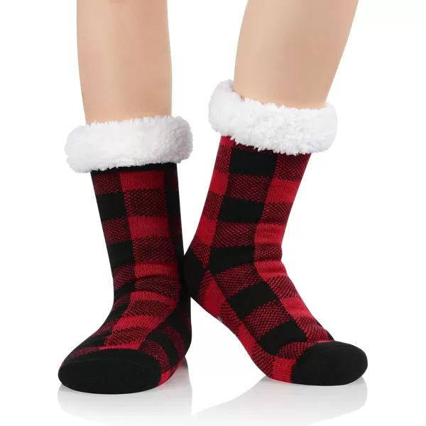 Zando Womens Warm Fuzzy Slipper Socks Fluffy Sherpa Fleece Socks Cozy Non Slip Plush Fleece Socks with Grippers