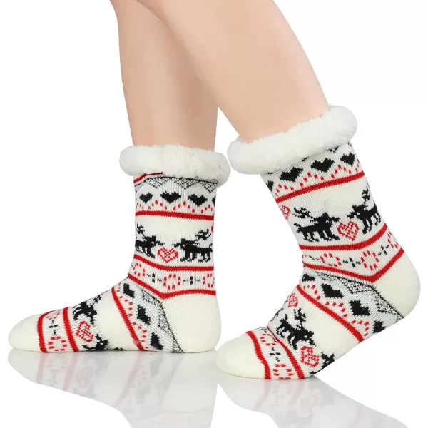 Zando Womens Warm Fuzzy Slipper Socks Fluffy Sherpa Fleece Socks Cozy Non Slip Plush Fleece Socks with Grippers