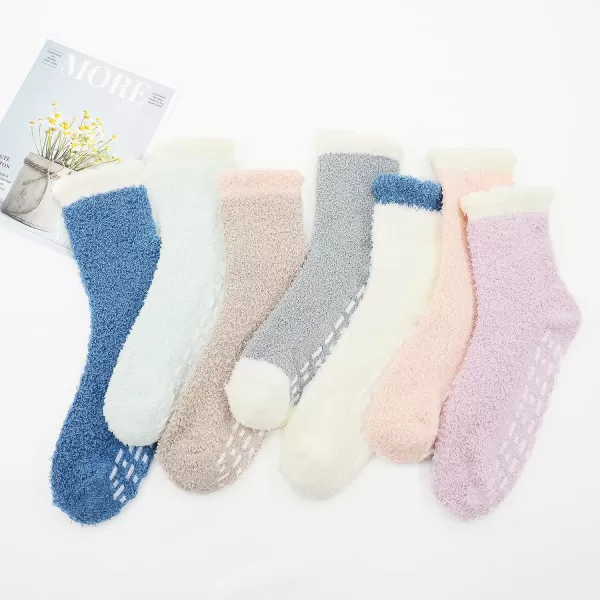 Zando Womens Warm Fuzzy Slipper Socks Fluffy Sherpa Fleece Socks Cozy Non Slip Plush Fleece Socks with Grippers