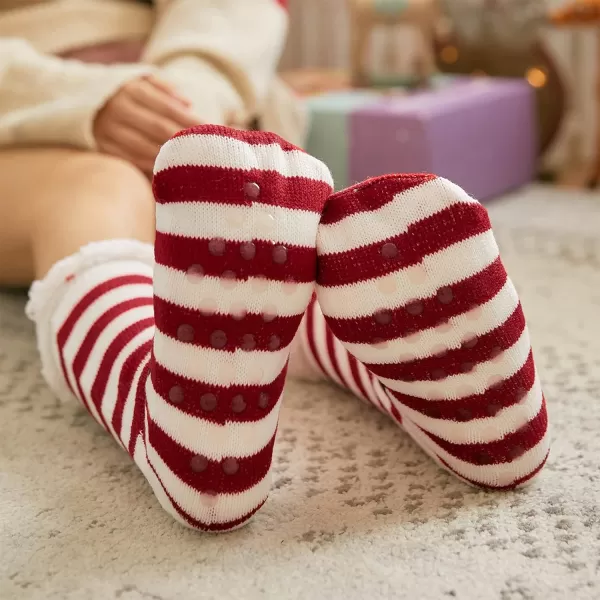 Zando Womens Warm Fuzzy Slipper Socks Fluffy Sherpa Fleece Socks Cozy Non Slip Plush Fleece Socks with Grippers