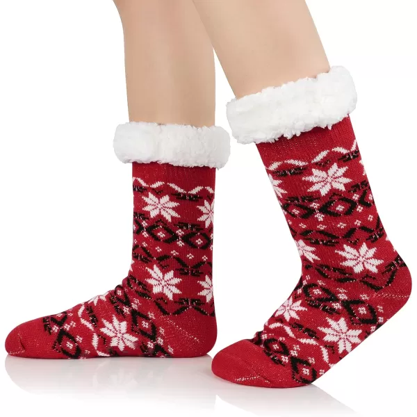 Zando Womens Warm Fuzzy Slipper Socks Fluffy Sherpa Fleece Socks Cozy Non Slip Plush Fleece Socks with Grippers