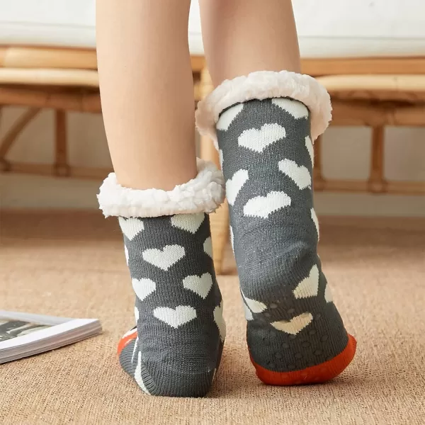 Zando Womens Warm Fuzzy Slipper Socks Fluffy Sherpa Fleece Socks Cozy Non Slip Plush Fleece Socks with Grippers