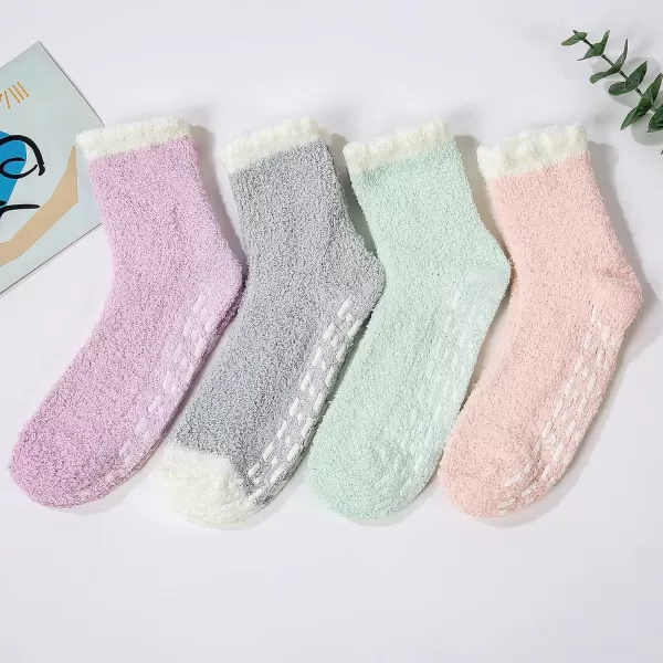 Zando Womens Warm Fuzzy Slipper Socks Fluffy Sherpa Fleece Socks Cozy Non Slip Plush Fleece Socks with Grippers
