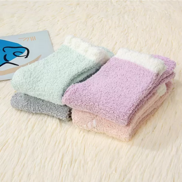 Zando Womens Warm Fuzzy Slipper Socks Fluffy Sherpa Fleece Socks Cozy Non Slip Plush Fleece Socks with Grippers