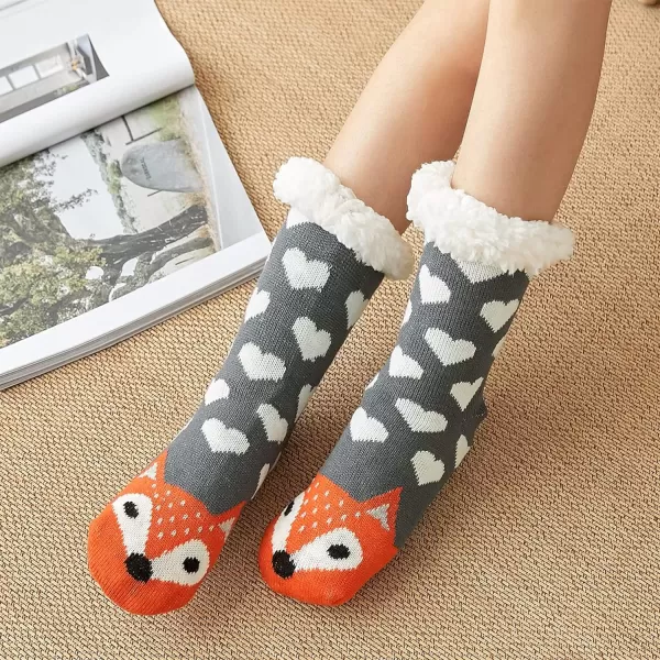 Zando Womens Warm Fuzzy Slipper Socks Fluffy Sherpa Fleece Socks Cozy Non Slip Plush Fleece Socks with Grippers