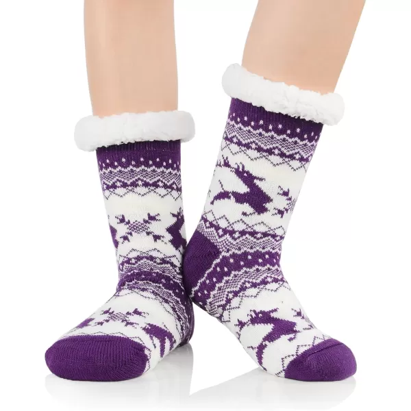 Zando Womens Warm Fuzzy Slipper Socks Fluffy Sherpa Fleece Socks Cozy Non Slip Plush Fleece Socks with Grippers)