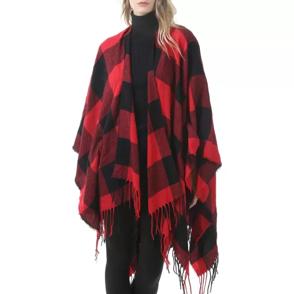 Zando Women's Warm Shawl Wrap Open Front Poncho Cape Color Block Shawls Winter Cardigan Wrap Printed Ponchos for Women 2
