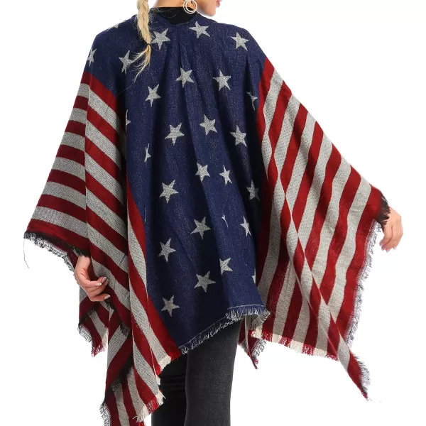 Zando Women's Warm Shawl Wrap Open Front Poncho Cape Color Block Shawls Winter Cardigan Wrap Printed Ponchos for Women 2