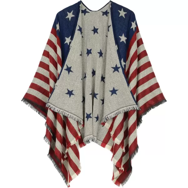 Zando Women's Warm Shawl Wrap Open Front Poncho Cape Color Block Shawls Winter Cardigan Wrap Printed Ponchos for Women 2