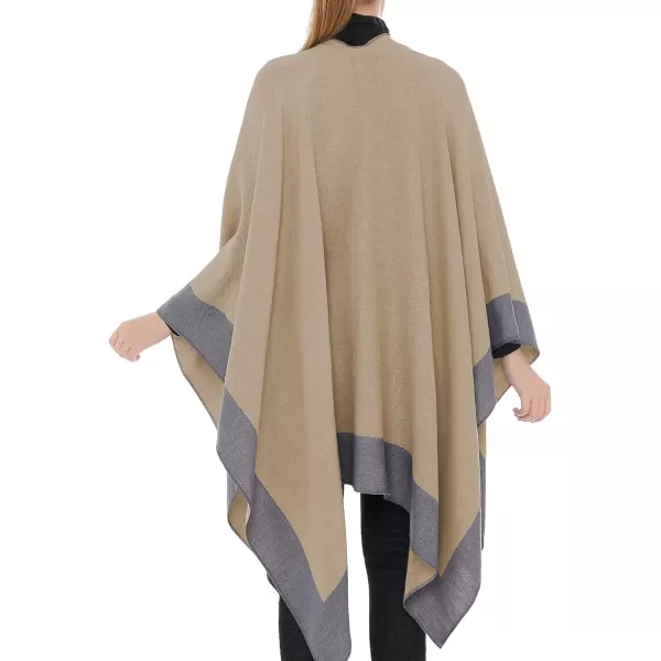 Zando Women's Warm Shawl Wrap Open Front Poncho Cape Color Block Shawls Winter Cardigan Wrap Printed Ponchos for Women 2