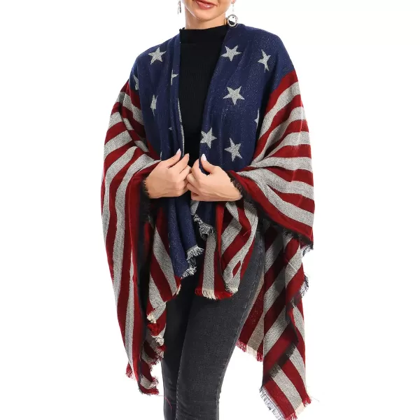 Zando Women's Warm Shawl Wrap Open Front Poncho Cape Color Block Shawls Winter Cardigan Wrap Printed Ponchos for Women 2
