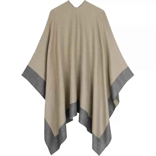 Zando Women's Warm Shawl Wrap Open Front Poncho Cape Color Block Shawls Winter Cardigan Wrap Printed Ponchos for Women 2