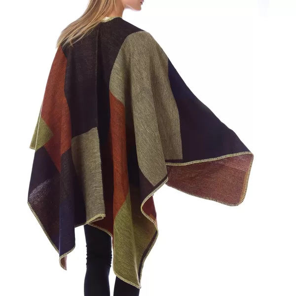 Zando Women's Warm Shawl Wrap Open Front Poncho Cape Color Block Shawls Winter Cardigan Wrap Printed Ponchos for Women 2