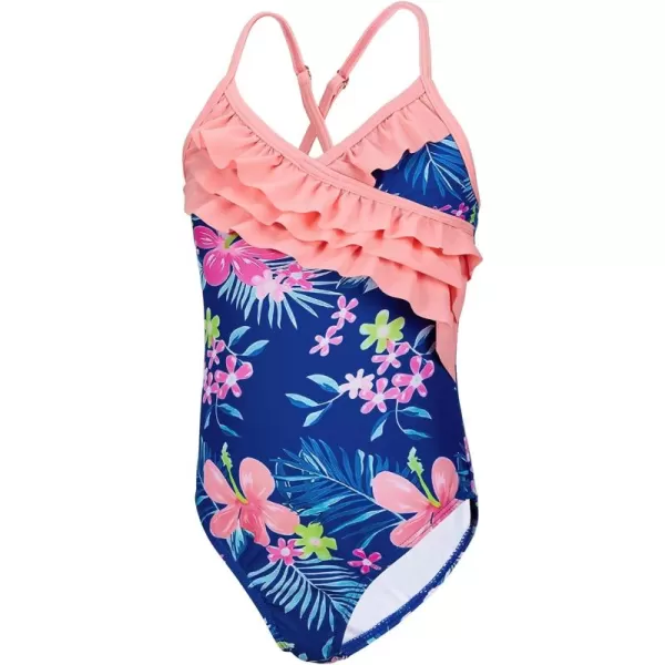 Zando Girl's One Piece Swimsuit Ruffle Bathing Suits for Little Girls UPF 50+ Baby Girls One-Piece Swimwear 2-10 Years