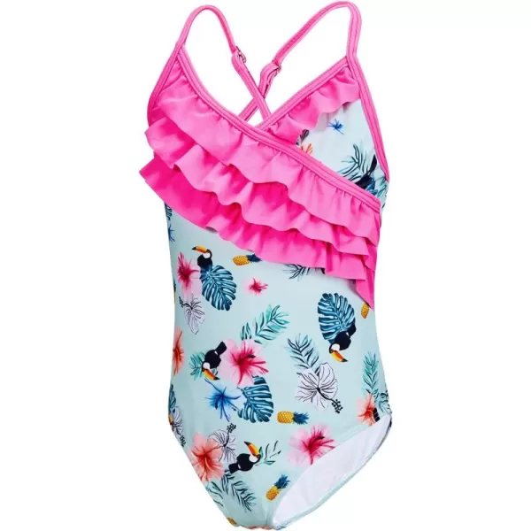 Zando Girl's One Piece Swimsuit Ruffle Bathing Suits for Little Girls UPF 50+ Baby Girls One-Piece Swimwear 2-10 Years