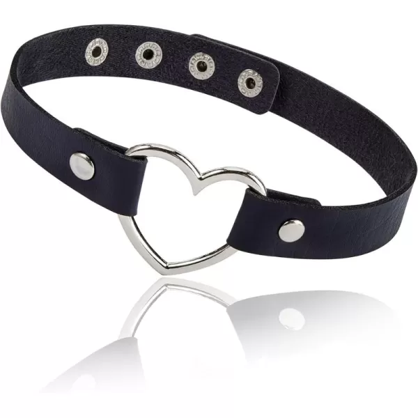 Zando Love Heart Leather Choker Necklace for Women Punk PU Gothic Jewelry Adjustable Chain Collar for Women Girls Party