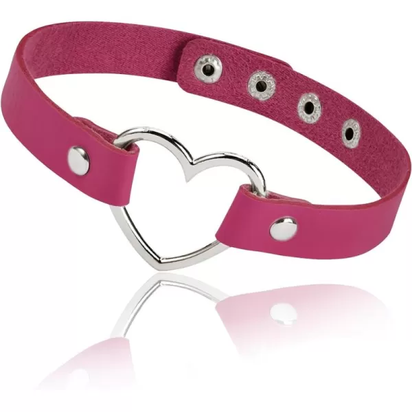 Zando Love Heart Leather Choker Necklace for Women Punk PU Gothic Jewelry Adjustable Chain Collar for Women Girls Party