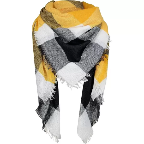Zando Plaid Blanket Thick Winter Scarf Tartan Chunky Wrap Oversized Shawl Cape Scarves