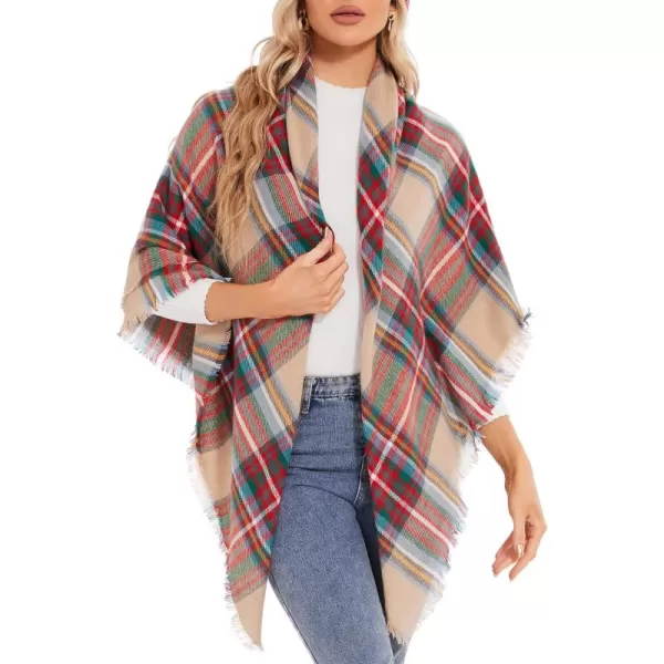 Zando Plaid Blanket Thick Winter Scarf Tartan Chunky Wrap Oversized Shawl Cape Scarves