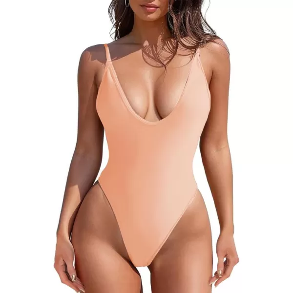 Zando V Neck Cheeky One Piece Swimsuits for Women One Piece Swimsuit Women Thong Bathing Suit for Women