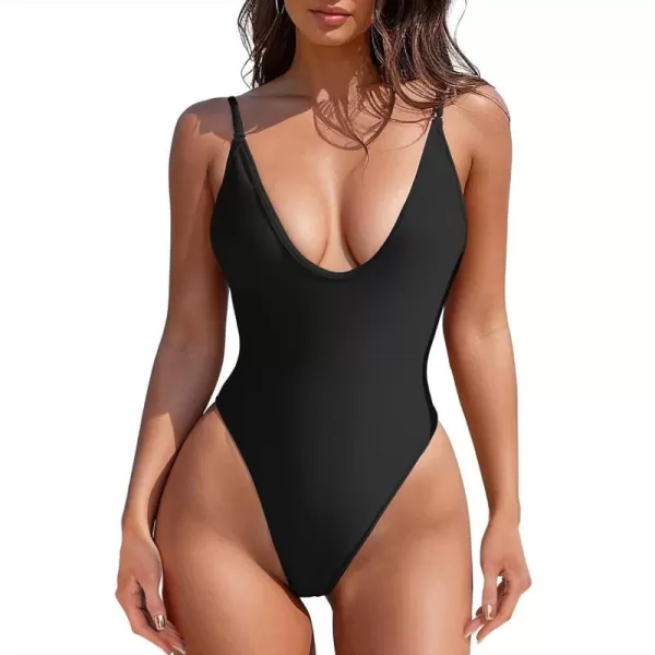 Zando V Neck Cheeky One Piece Swimsuits for Women One Piece Swimsuit Women Thong Bathing Suit for Women