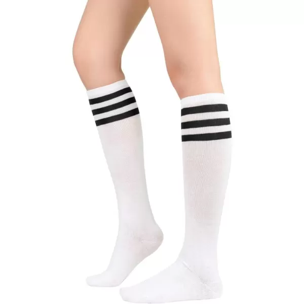 Zando Women's Tall Knee High Socks Extra Long Athletic Socks Outdoor Long Socks Stripes Casual Tube Socks Knee Socks