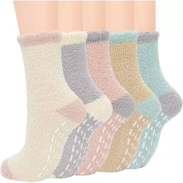 Zando Womens Warm Fuzzy Slipper Socks Fluffy Sherpa Fleece Socks Cozy Non Slip Plush Fleece Socks with Grippers