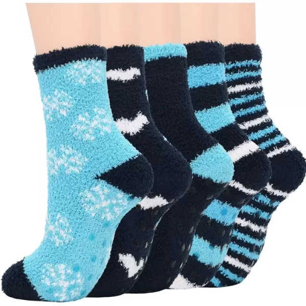 Zando Womens Warm Fuzzy Slipper Socks Fluffy Sherpa Fleece Socks Cozy Non Slip Plush Fleece Socks with Grippers