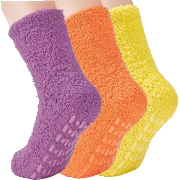 Zando Womens Warm Fuzzy Slipper Socks Fluffy Sherpa Fleece Socks Cozy Non Slip Plush Fleece Socks with Grippers