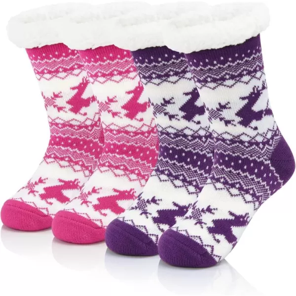 Zando Womens Warm Fuzzy Slipper Socks Fluffy Sherpa Fleece Socks Cozy Non Slip Plush Fleece Socks with Grippers)