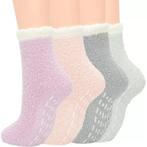 Zando Womens Warm Fuzzy Slipper Socks Fluffy Sherpa Fleece Socks Cozy Non Slip Plush Fleece Socks with Grippers