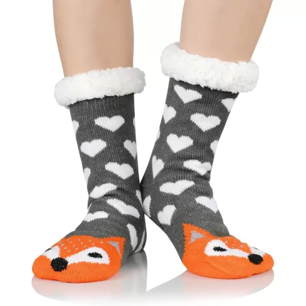 Zando Womens Warm Fuzzy Slipper Socks Fluffy Sherpa Fleece Socks Cozy Non Slip Plush Fleece Socks with Grippers