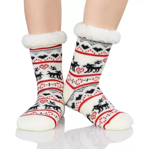 Zando Womens Warm Fuzzy Slipper Socks Fluffy Sherpa Fleece Socks Cozy Non Slip Plush Fleece Socks with Grippers