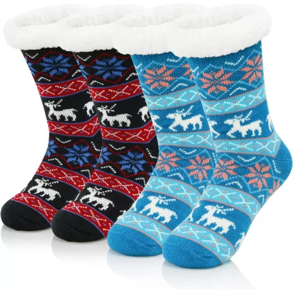 Zando Womens Warm Fuzzy Slipper Socks Fluffy Sherpa Fleece Socks Cozy Non Slip Plush Fleece Socks with Grippers)