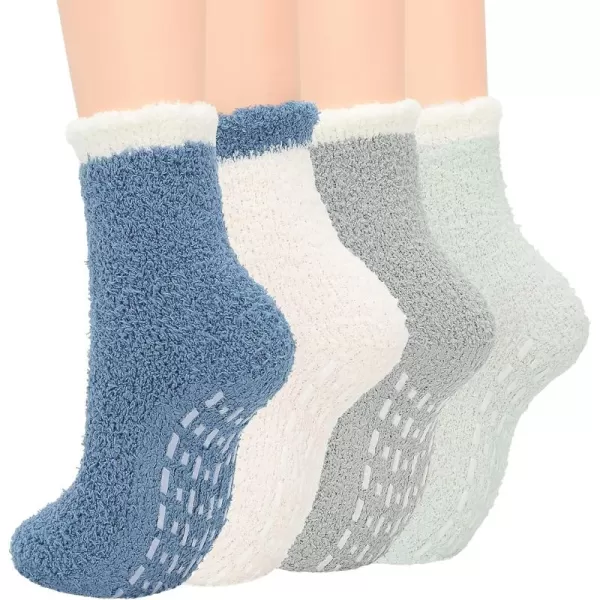 Zando Womens Warm Fuzzy Slipper Socks Fluffy Sherpa Fleece Socks Cozy Non Slip Plush Fleece Socks with Grippers