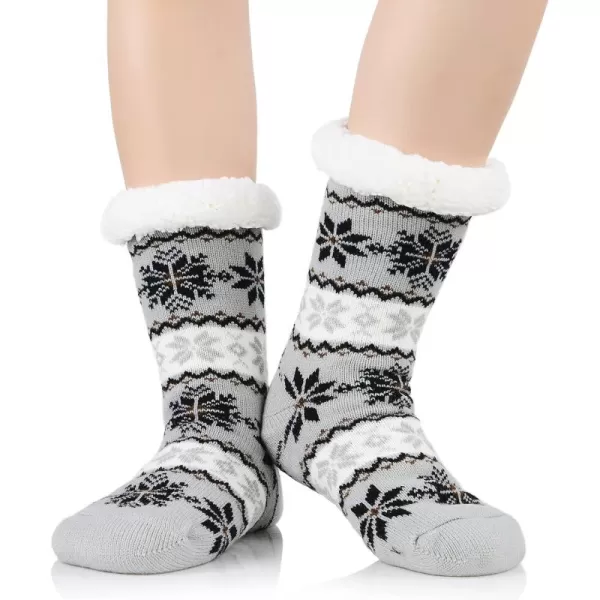 Zando Womens Warm Fuzzy Slipper Socks Fluffy Sherpa Fleece Socks Cozy Non Slip Plush Fleece Socks with Grippers