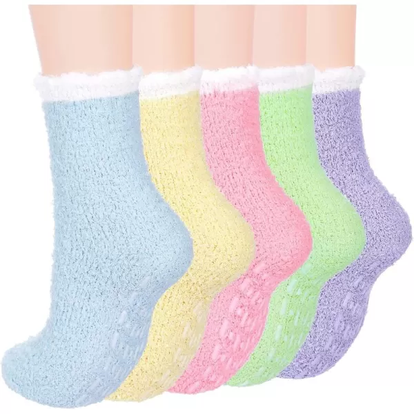 Zando Womens Warm Fuzzy Slipper Socks Fluffy Sherpa Fleece Socks Cozy Non Slip Plush Fleece Socks with Grippers