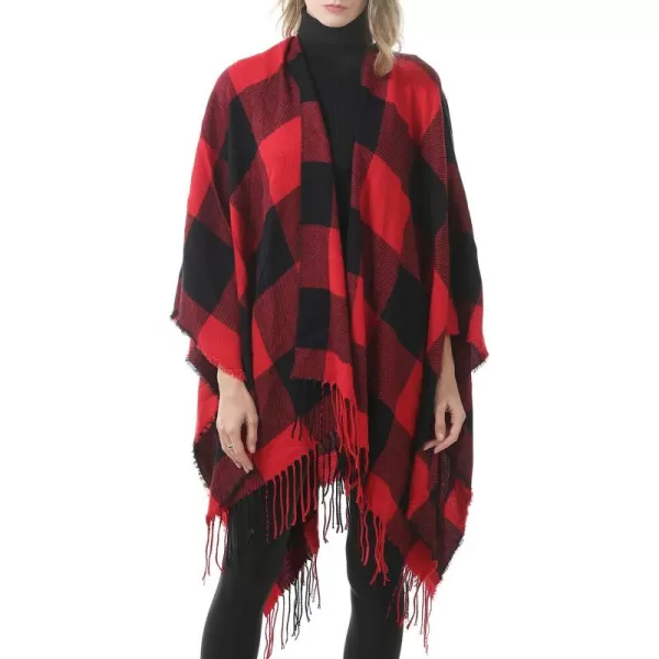 Zando Women's Warm Shawl Wrap Open Front Poncho Cape Color Block Shawls Winter Cardigan Wrap Printed Ponchos for Women 2