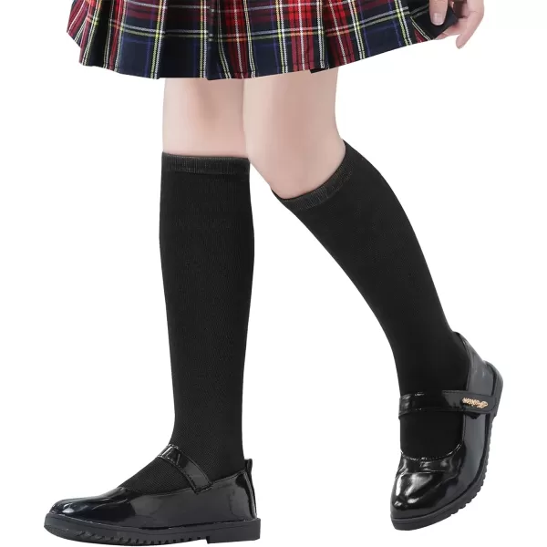 Zando 3 Pairs Girls Knee High Socks Cotton School Uniform Socks Kids Soccer Socks Outdoor Long Tube Socks 3-14 Years