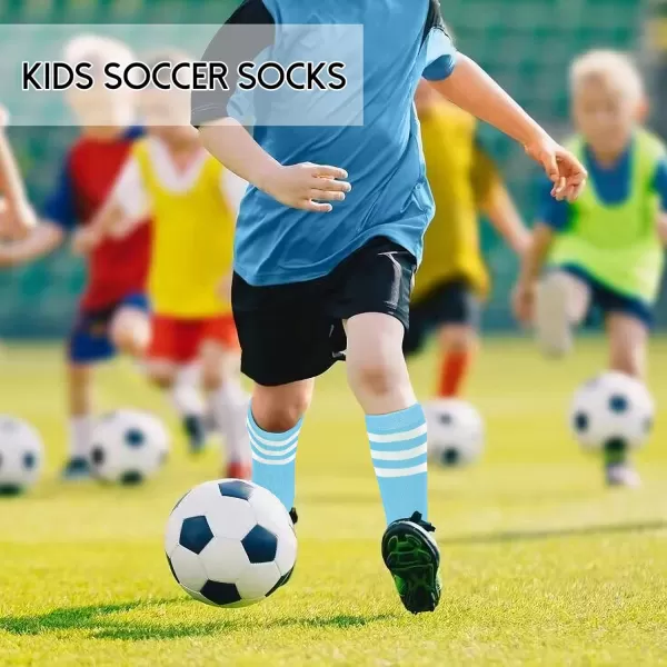 Zando 4 Pairs Kids Soccer Socks Baseball Softball Socks Youth Athletic Socks Boys Girls Knee High Socks 4-10 Years
