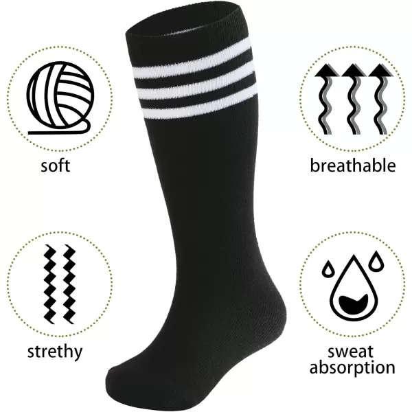 Zando 4 Pairs Kids Soccer Socks Baseball Softball Socks Youth Athletic Socks Boys Girls Knee High Socks 4-10 Years