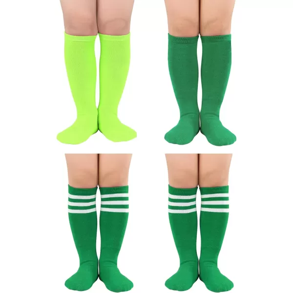 Zando 4 Pairs Kids Soccer Socks Baseball Softball Socks Youth Athletic Socks Boys Girls Knee High Socks 4-10 Years