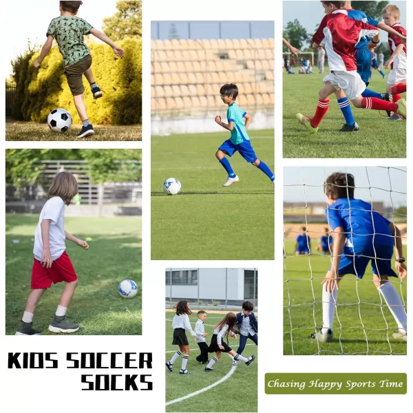 Zando 4 Pairs Kids Soccer Socks Baseball Softball Socks Youth Athletic Socks Boys Girls Knee High Socks 4-10 Years