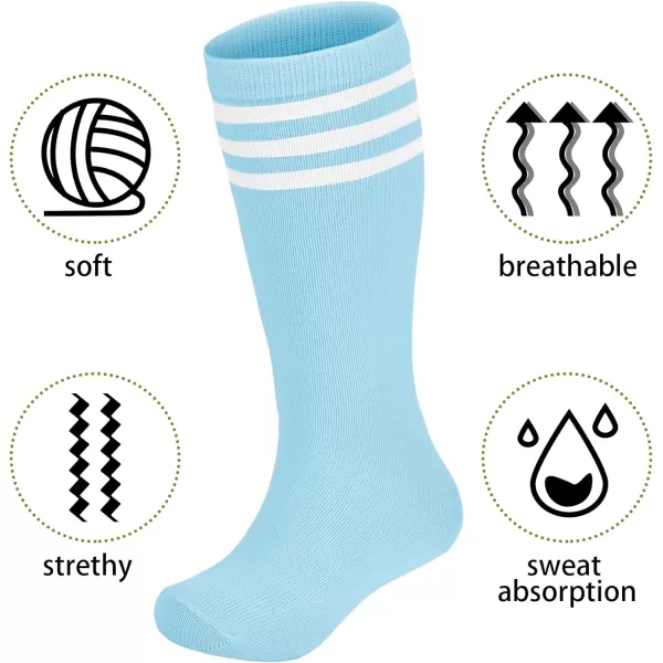 Zando 4 Pairs Kids Soccer Socks Baseball Softball Socks Youth Athletic Socks Boys Girls Knee High Socks 4-10 Years