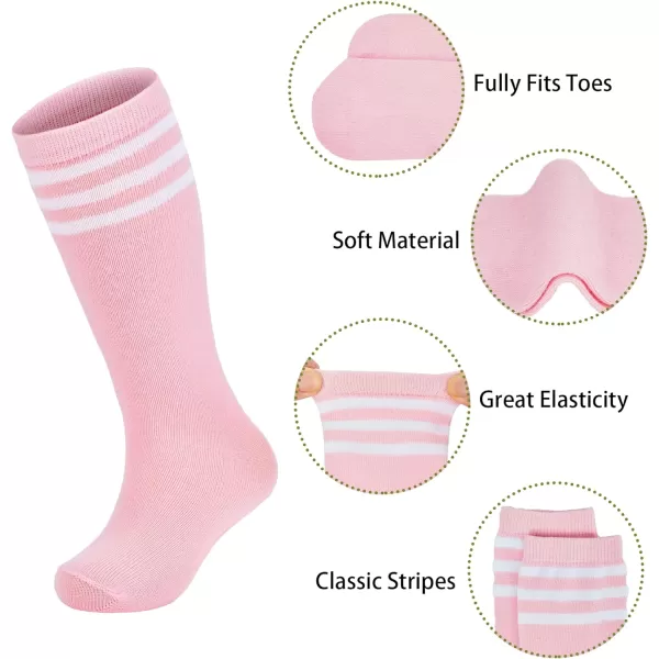 Zando 4 Pairs Kids Soccer Socks Baseball Softball Socks Youth Athletic Socks Boys Girls Knee High Socks 4-10 Years